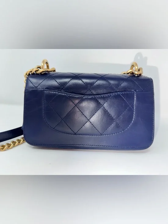 Chanel 2017 Small Paris Cosmopolite Flap Bag Deep Navy Blue - Picture 8 of 16